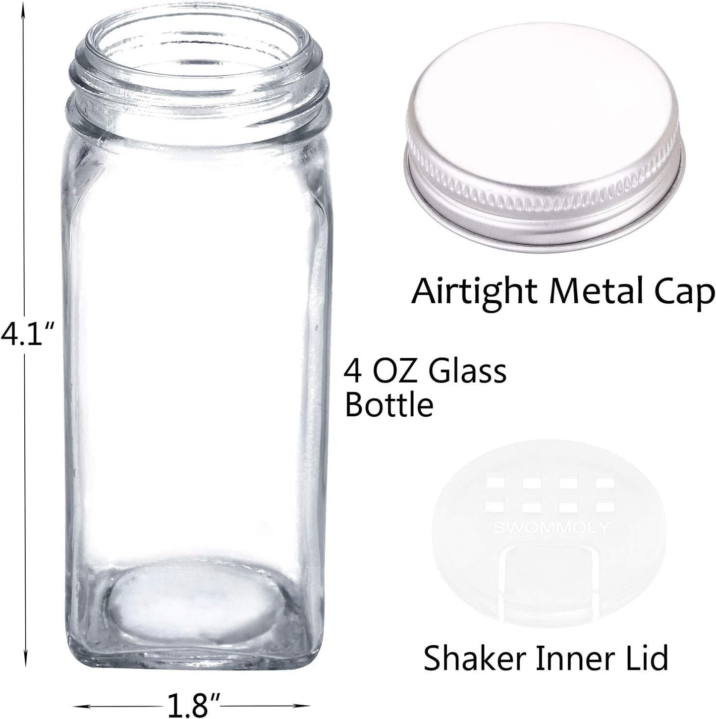 Elevate Your Kitchen Organization with Our Complete Spice Rack Set: 32 Glass Jars, 396 Labels, Chalk Marker & Funnel in Sleek Black