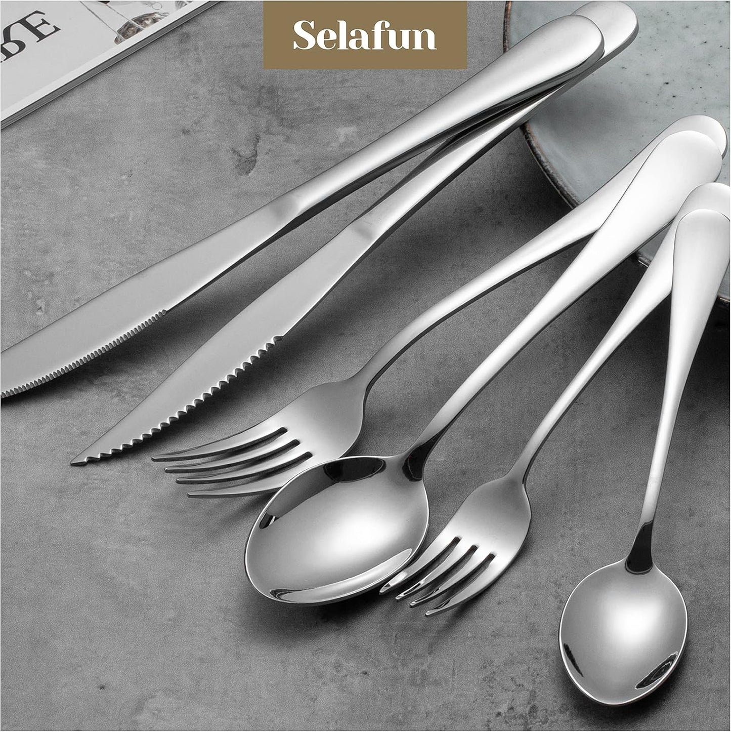 Elevate Your Dining Experience with the 24 Piece Modern Silver Flatware Set - Durable Stainless Steel with Titanium Coating, Perfect for Everyday Use and Special Occasions