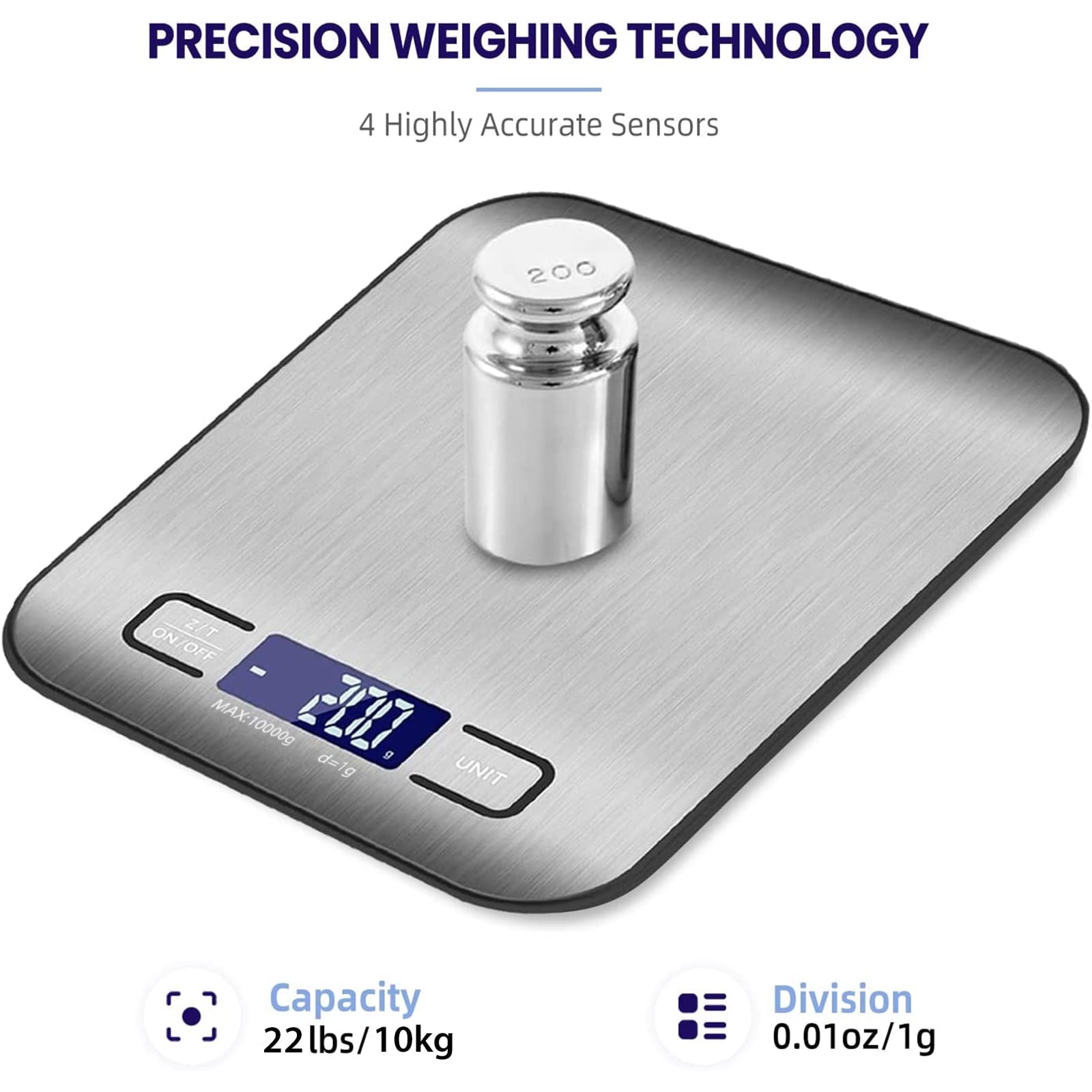 Precision Digital Food Scale - 22Lb Capacity for Effortless Weight Loss, Baking, Cooking, and Meal Prep with Easy-to-Read LCD Display
