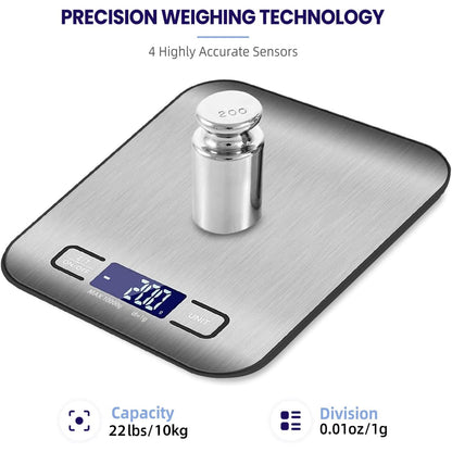 Precision Digital Food Scale - 22Lb Capacity for Effortless Weight Loss, Baking, Cooking, and Meal Prep with Easy-to-Read LCD Display