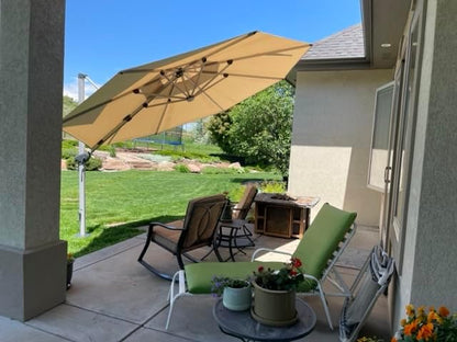 Elevate Your Outdoor Experience with the 12 Feet Double Top Deluxe Patio Umbrella - Stylish Beige Offset Hanging Design for Ultimate Shade and Protection