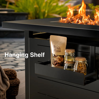 Elevate Your Outdoor Experience with the 43" Propane Fire Pit Table - 60,000 BTU of Comfort, Complete with Lid, Glass Beads, Cup Holders, and More!