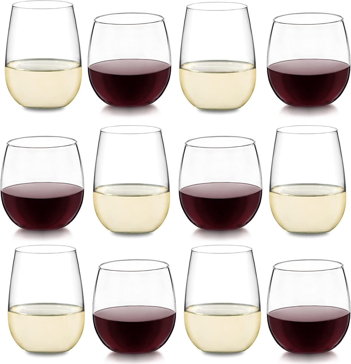 Elegant 12-Piece Stemless Wine Glass Set for Red and White Wines - Perfect for Every Occasion
