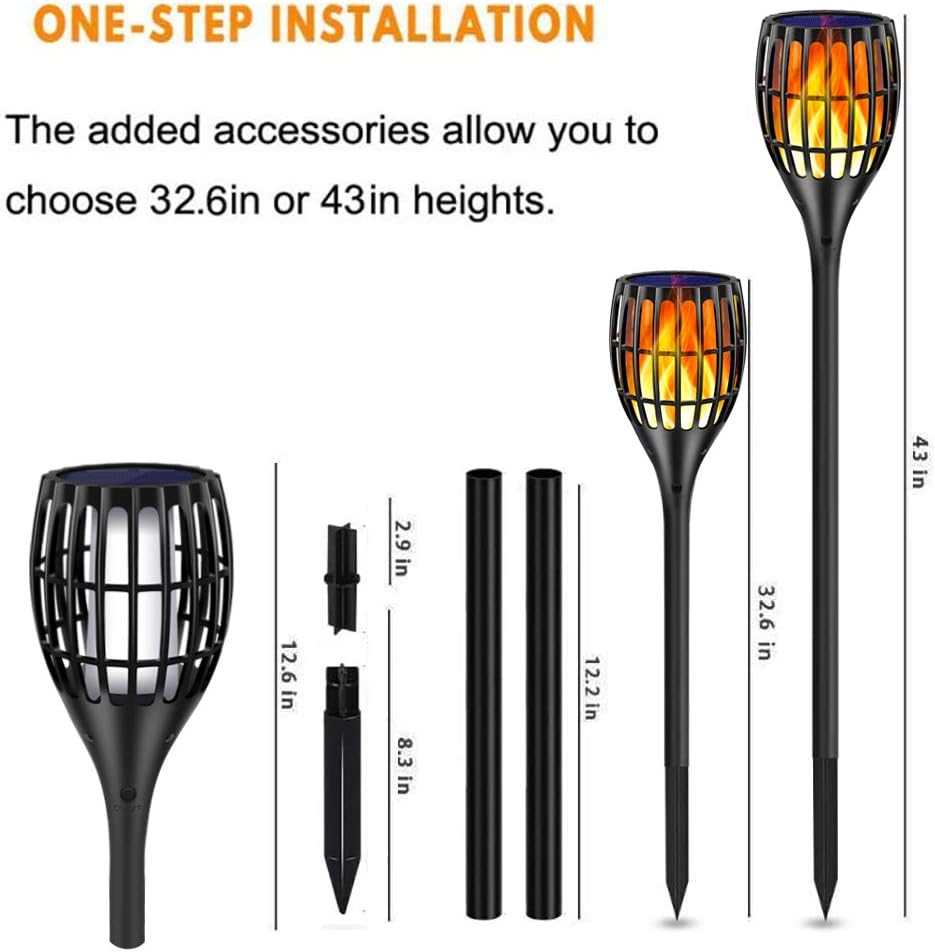 Illuminate Your Outdoors with Solar-Powered Flickering Flame Torch Lights - 4 Pack for Stunning Garden Ambiance