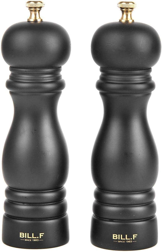 Premium Rubberwood Salt and Pepper Grinder Set - Adjustable 7-Inch Ceramic Mill for Perfect Seasoning - Set of 2