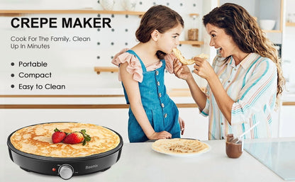 Elevate Your Breakfast Game with the Reemix Nonstick 12" Electric Crepe Maker - Perfect for Crepes, Pancakes, and More!