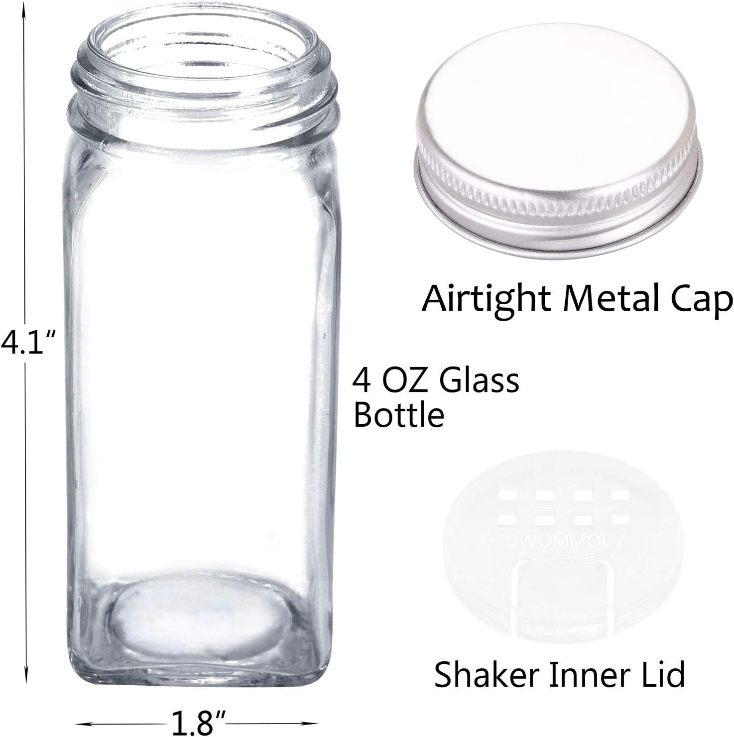 Elevate Your Kitchen Organization with Our Complete Spice Rack Set: 32 Glass Jars, 396 Labels, Chalk Marker & Funnel in Sleek Black