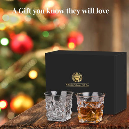 Elevate Your Whiskey Experience: Premium Whiskey Stones Set with 2 Elegant Glasses and 8 Reusable Stainless Steel Ice Cubes - Perfect Gift for Men on Birthdays, Anniversaries, and Special Occasions