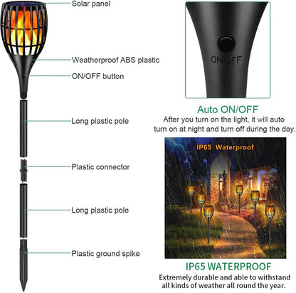 Illuminate Your Outdoors with Solar-Powered Flickering Flame Torch Lights - 4 Pack for Stunning Garden Ambiance