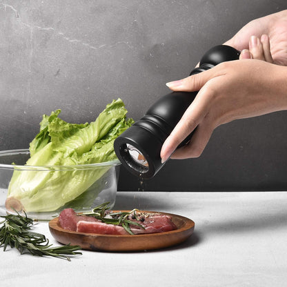 Premium Rubberwood Salt and Pepper Grinder Set - Adjustable 7-Inch Ceramic Mill for Perfect Seasoning - Set of 2