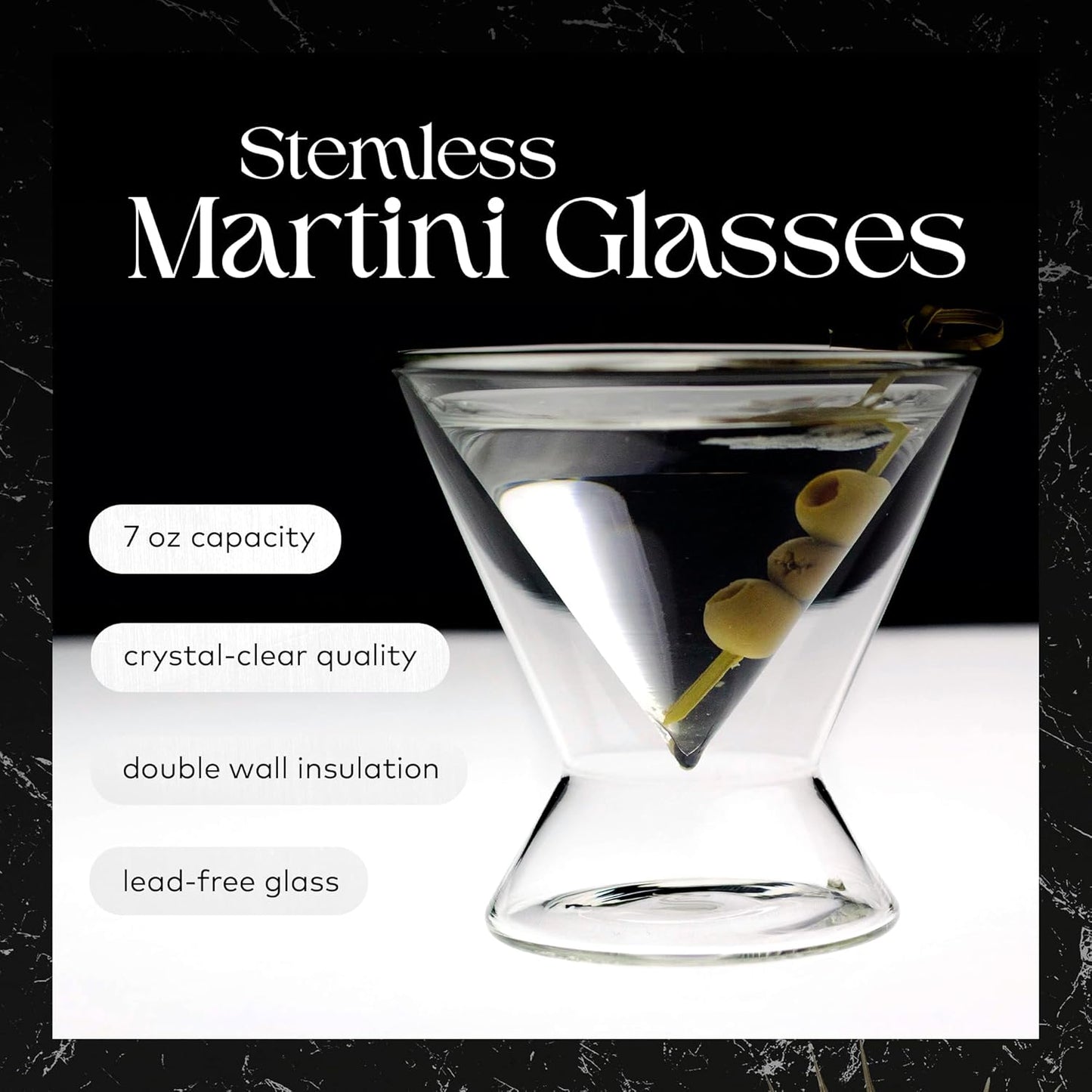 Elevate Your Cocktail Experience with Our Stylish 7 Oz Stemless Martini Glass Set - Perfect for Parties and Gift Giving!
