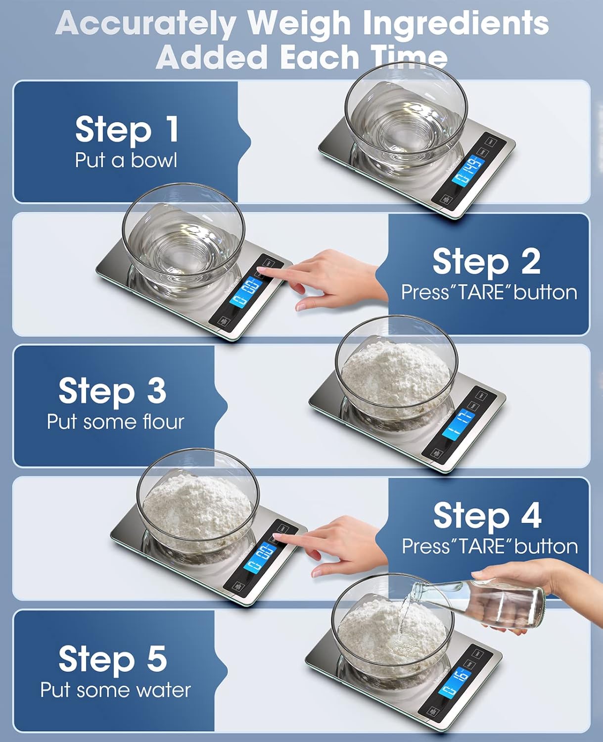 Precision Digital Kitchen Scale - 22Lb Capacity for Perfect Cooking and Baking with Stainless Steel & Tempered Glass Design