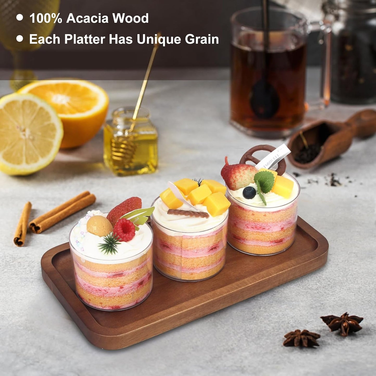 Elegant Acacia Wood Mini Charcuterie Board - Versatile Rectangle Serving Tray for Appetizers, Desserts, and Home Decor