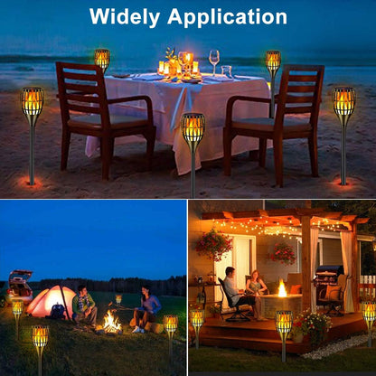Illuminate Your Outdoors with Solar-Powered Flickering Flame Torch Lights - 4 Pack for Stunning Garden Ambiance