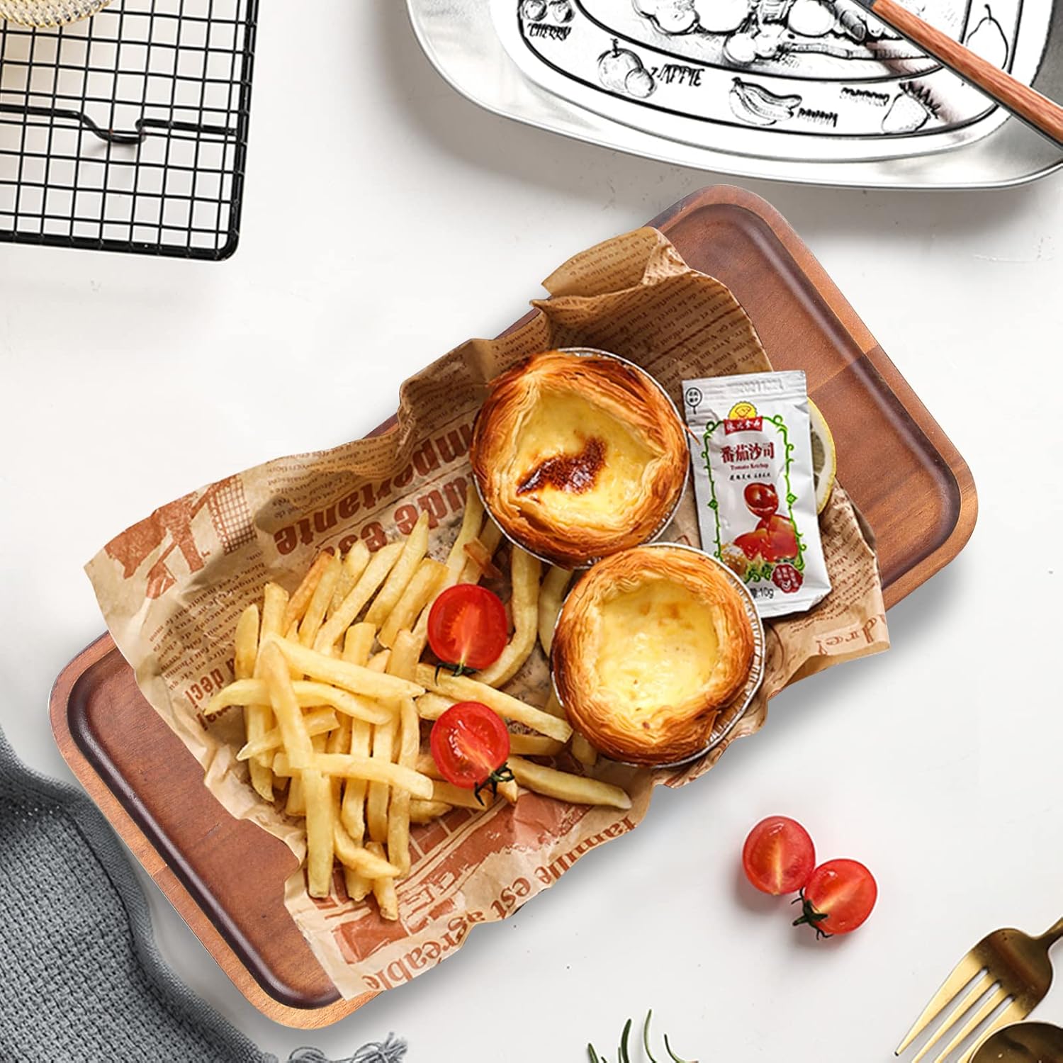 Elegant Acacia Wood Mini Charcuterie Board - Versatile Rectangle Serving Tray for Appetizers, Desserts, and Home Decor