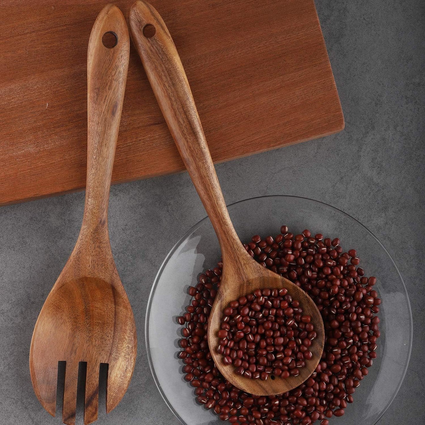 Premium 4-Piece Wooden Cooking Utensils Set - Perfect for Non-Stick Cookware with Spatula, Fork, Turner, Ladle, and Strainer Spoons