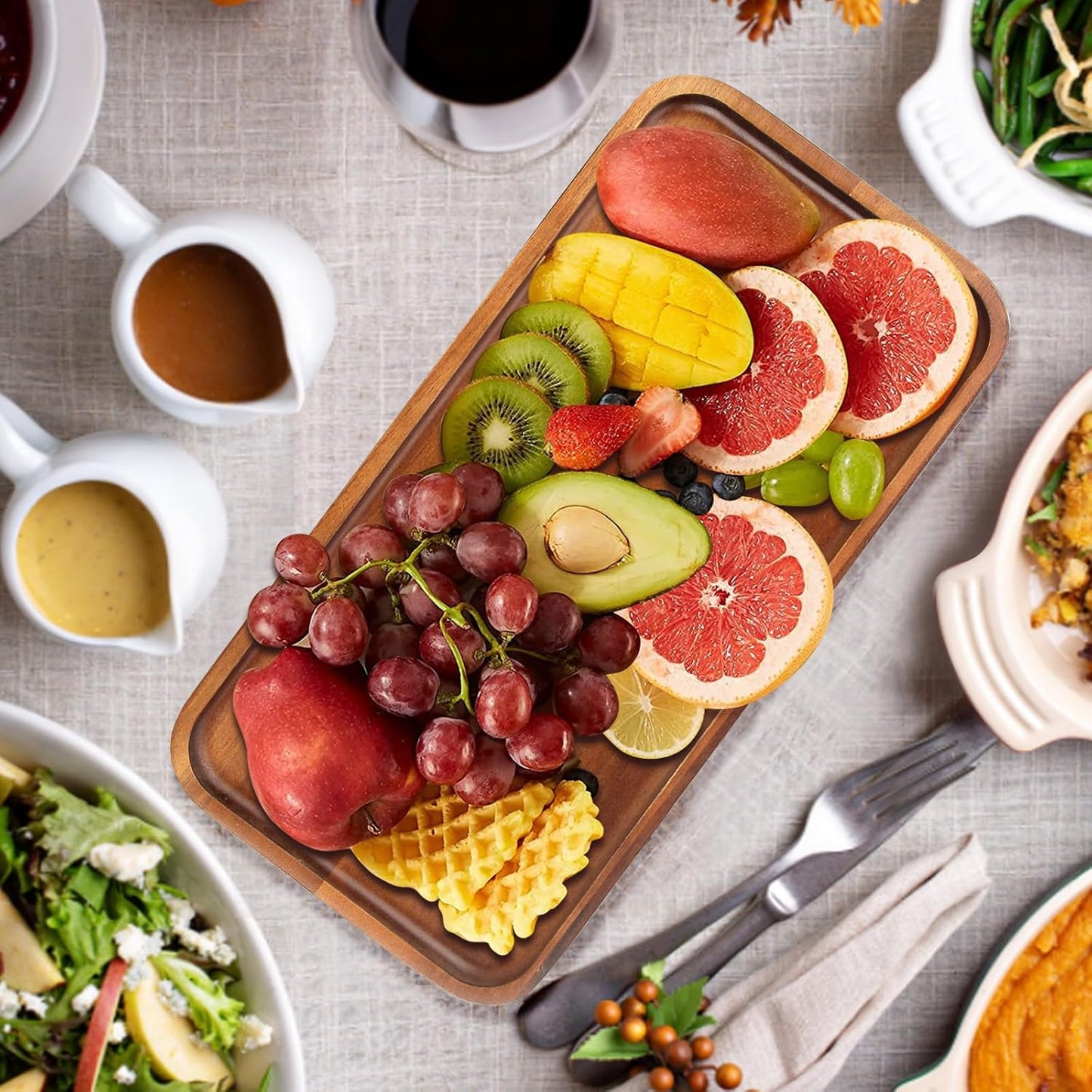 Elegant Acacia Wood Mini Charcuterie Board - Versatile Rectangle Serving Tray for Appetizers, Desserts, and Home Decor