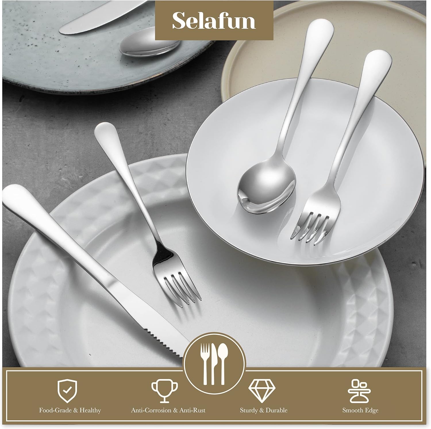 Elevate Your Dining Experience with the 24 Piece Modern Silver Flatware Set - Durable Stainless Steel with Titanium Coating, Perfect for Everyday Use and Special Occasions