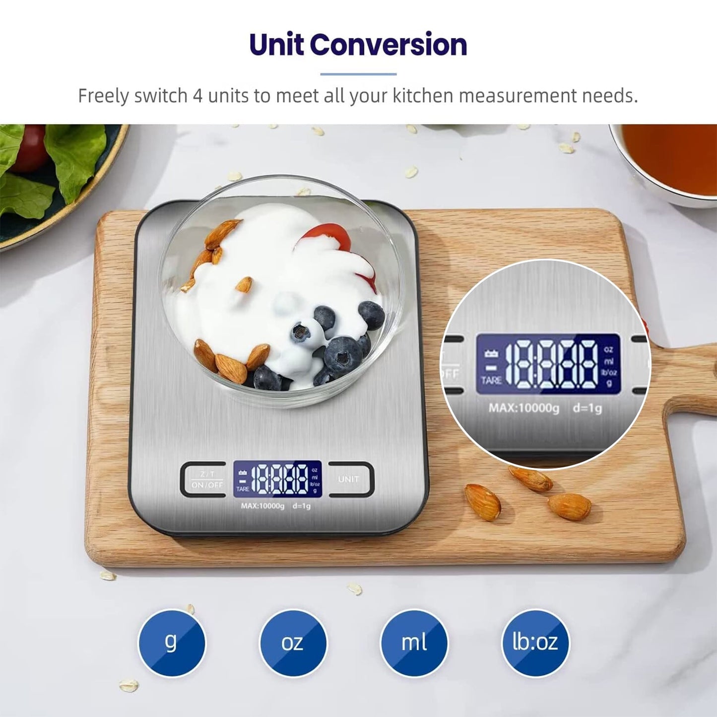 Precision Digital Food Scale - 22Lb Capacity for Effortless Weight Loss, Baking, Cooking, and Meal Prep with Easy-to-Read LCD Display