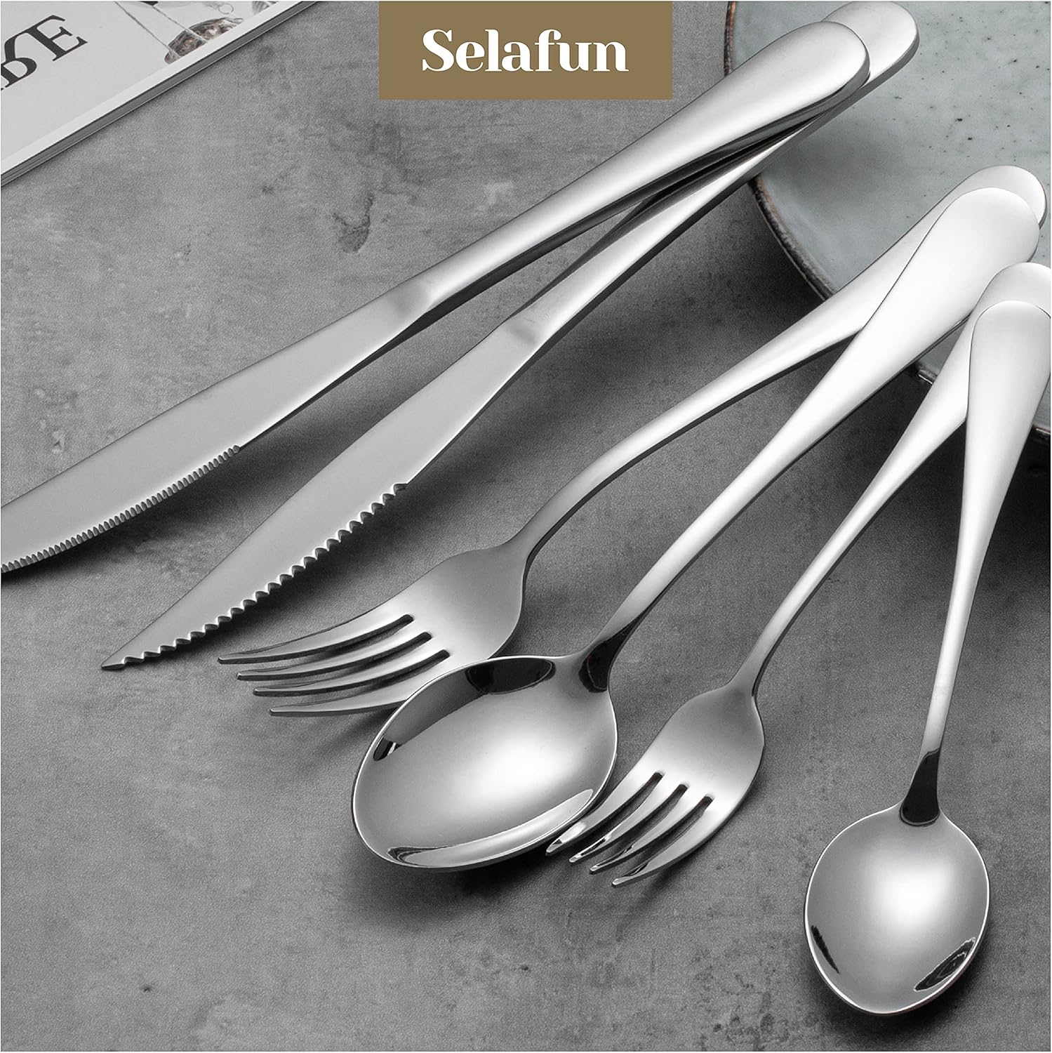 Elevate Your Dining Experience with the 24 Piece Modern Silver Flatware Set - Durable Stainless Steel with Titanium Coating, Perfect for Everyday Use and Special Occasions
