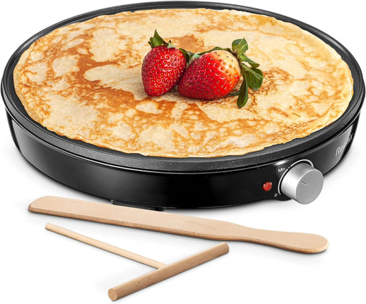 Elevate Your Breakfast Game with the Reemix Nonstick 12" Electric Crepe Maker - Perfect for Crepes, Pancakes, and More!