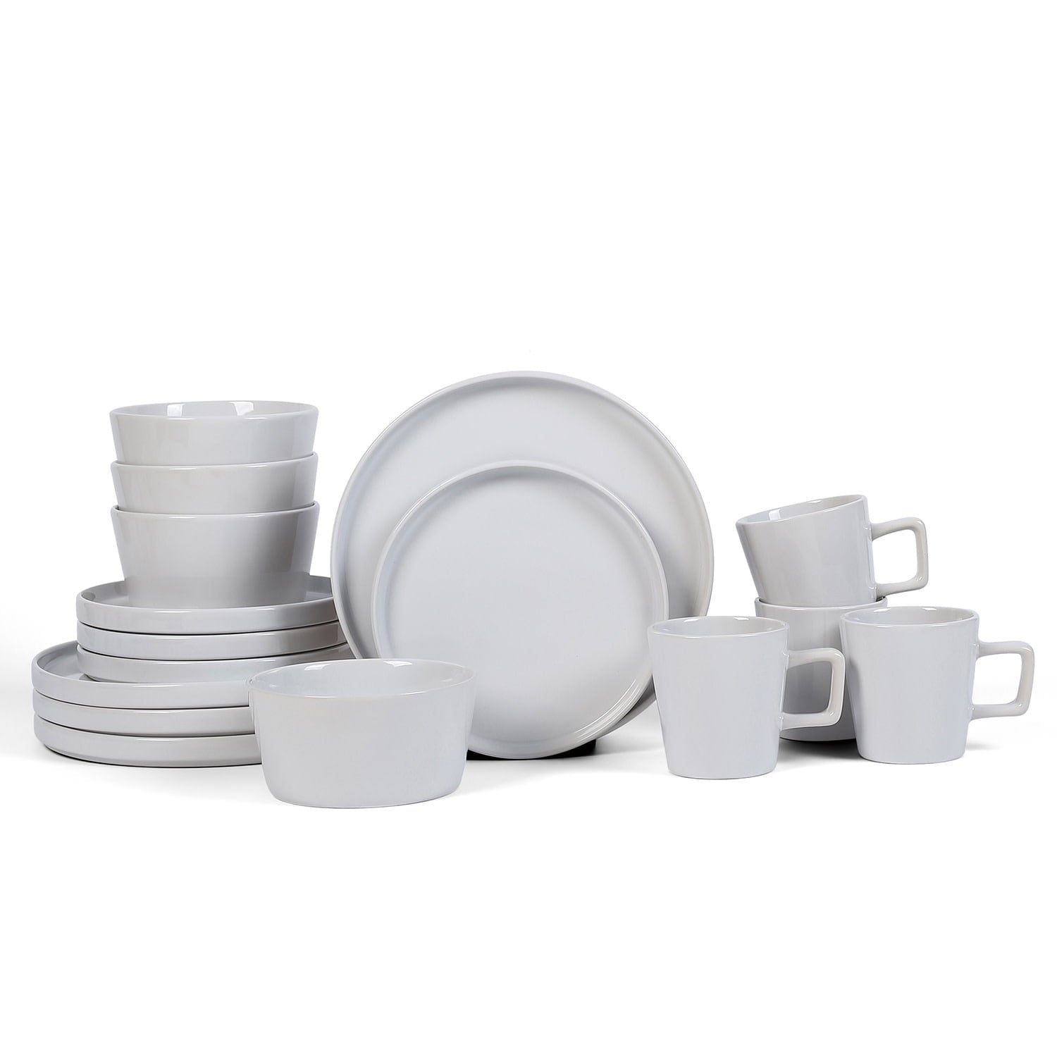 Transform Your Dining Moments with the Celina 16-Piece Mid-Century Modern Dinnerware Set in Chic White Stoneware