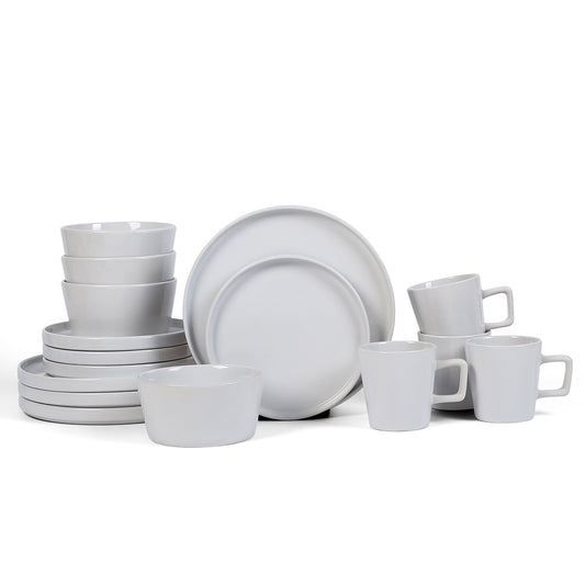 Transform Your Dining Moments with the Celina 16-Piece Mid-Century Modern Dinnerware Set in Chic White Stoneware