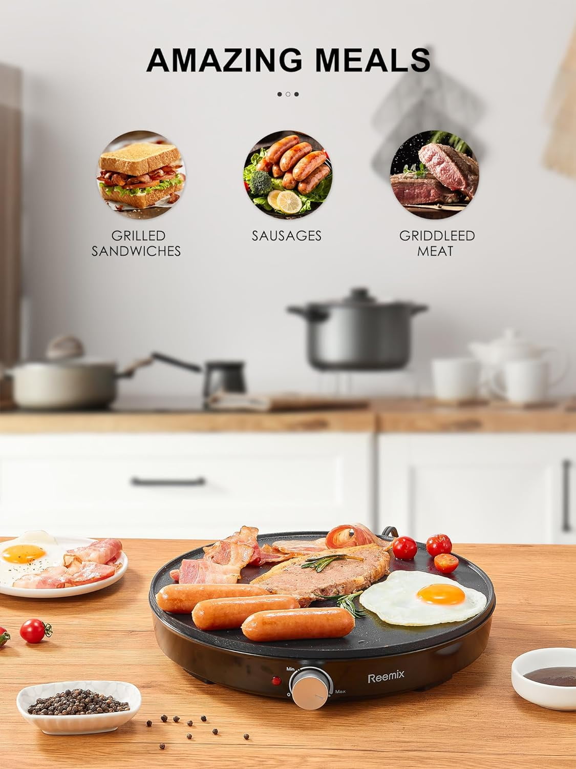 Elevate Your Breakfast Game with the Reemix Nonstick 12" Electric Crepe Maker - Perfect for Crepes, Pancakes, and More!