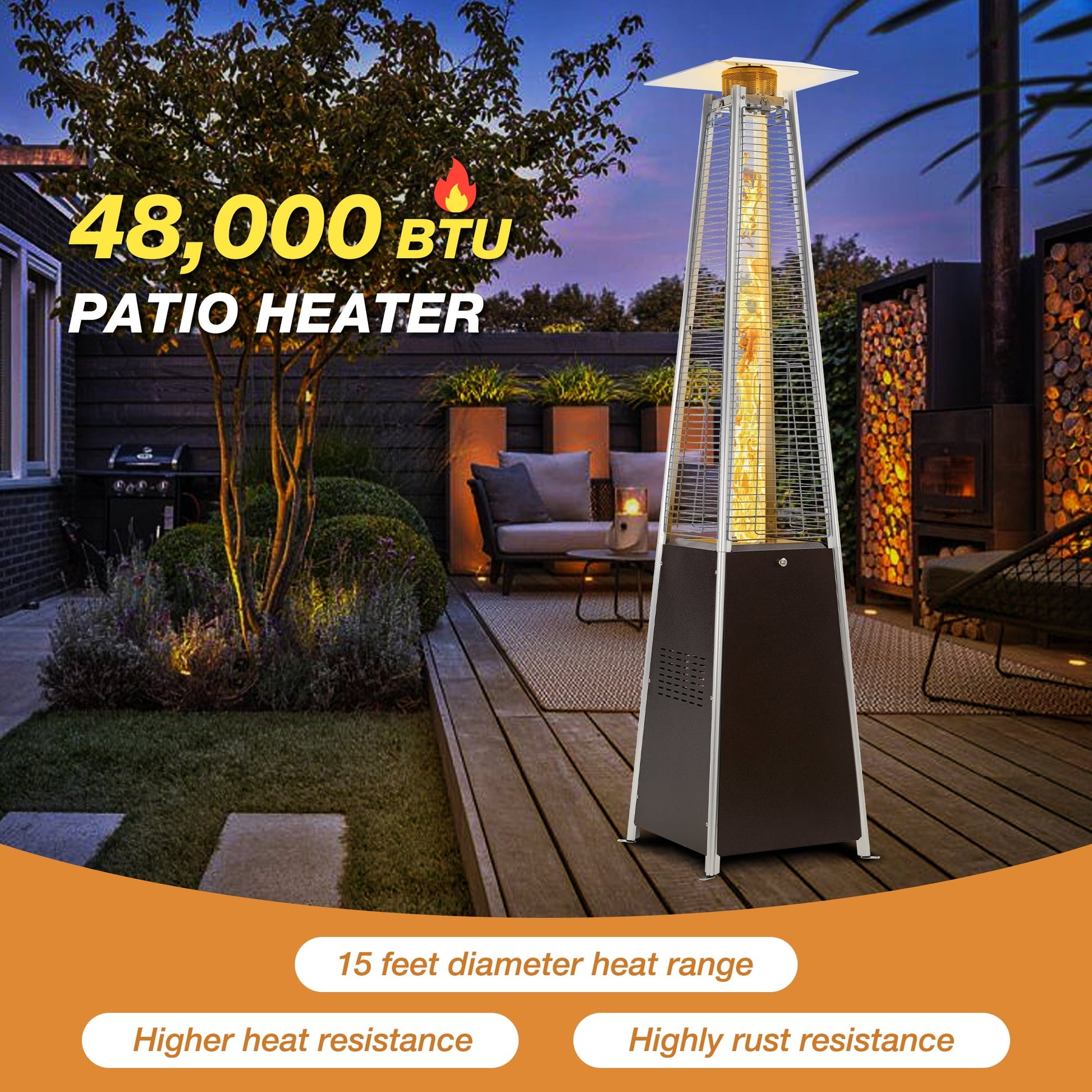 Elevate Your Outdoor Experience with Our 48,000 BTU Bronze Pyramid Patio Heater